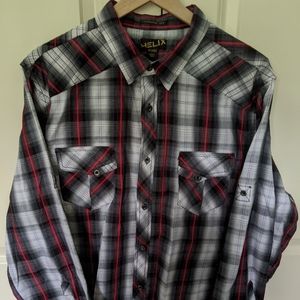 👣Helix Red and Black Plaid Western Shirt